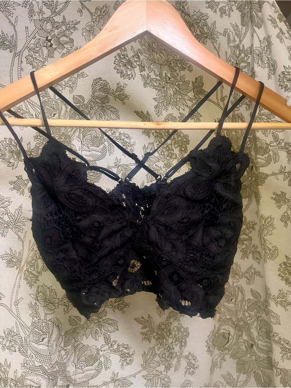 Whimsigoth Black Lace Bralette with Double Straps